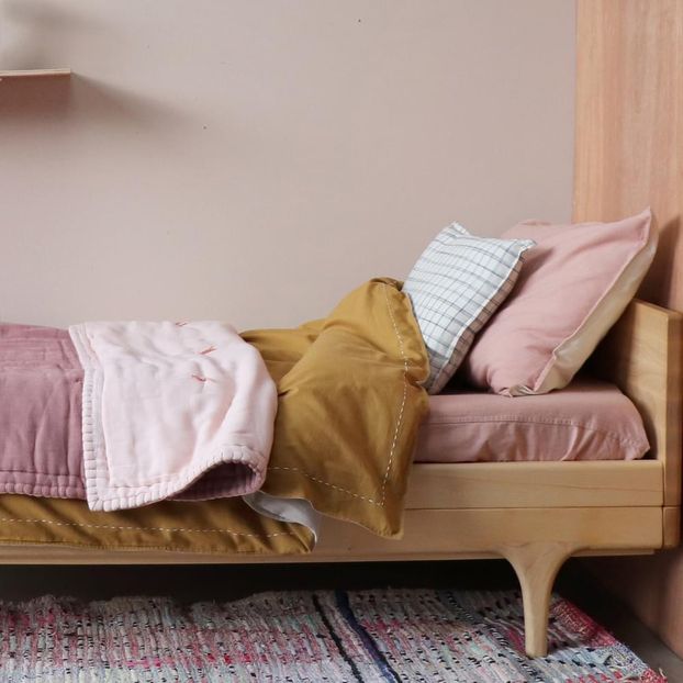 Drap-housse à petits carreaux en coton-product
