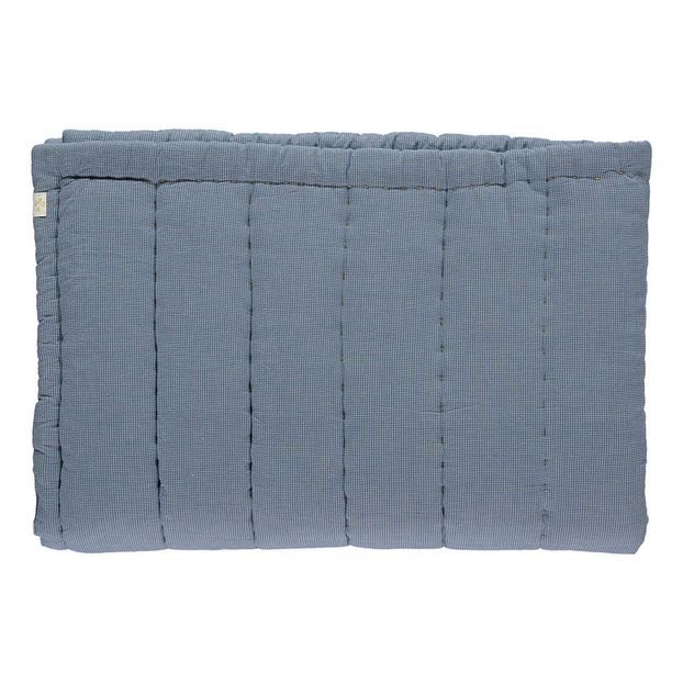 Couverture matelassée brodée main petits carreaux en coton-product