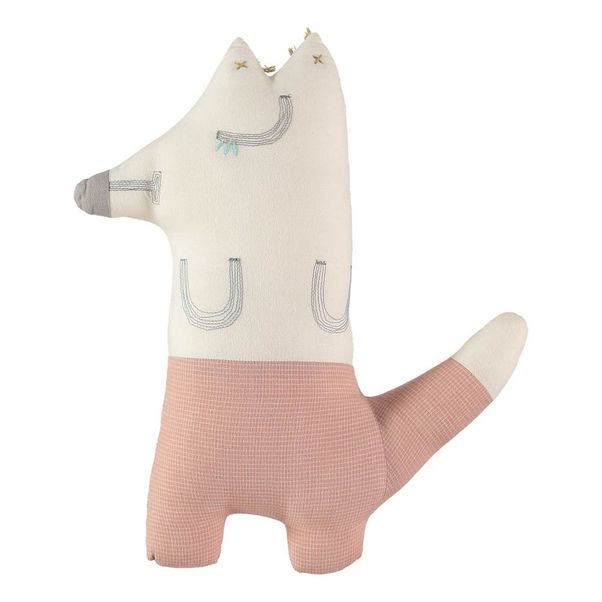 Coussin renard à petits carreaux en coton 13x29 cm-product
