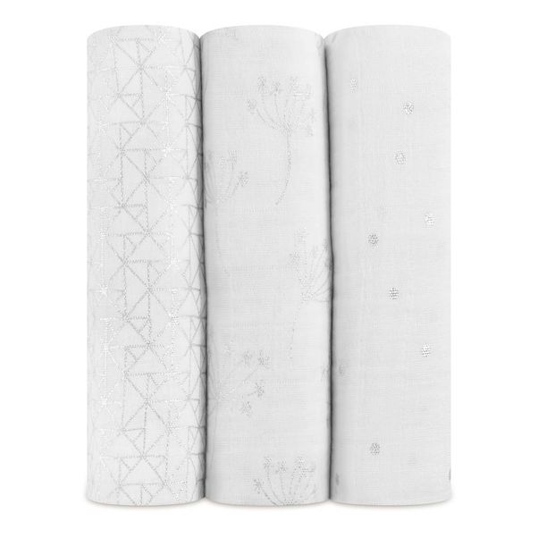 Metallic Plaid-Swaddling Blankets 120x120cm - Pack of 3-product