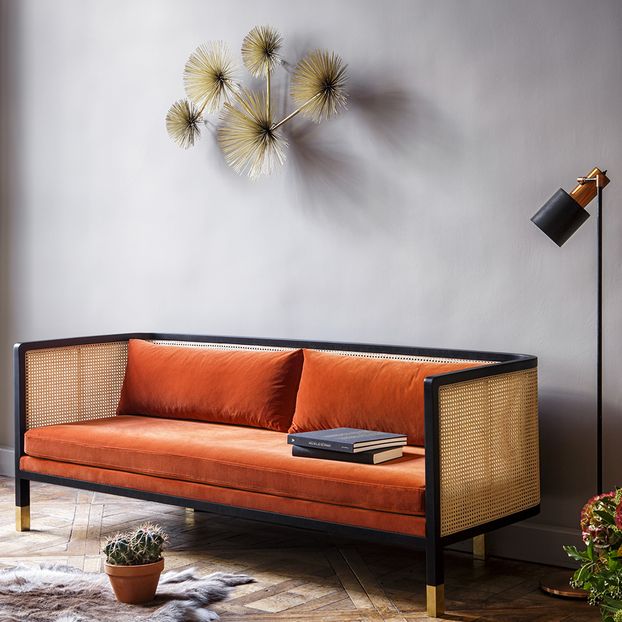 3er-Sofa Geflochten- Velours-product