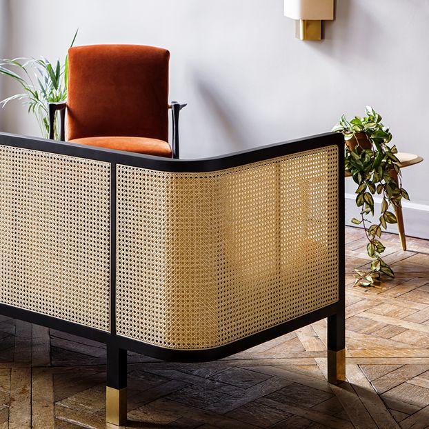3er-Sofa Geflochten- Velours-product