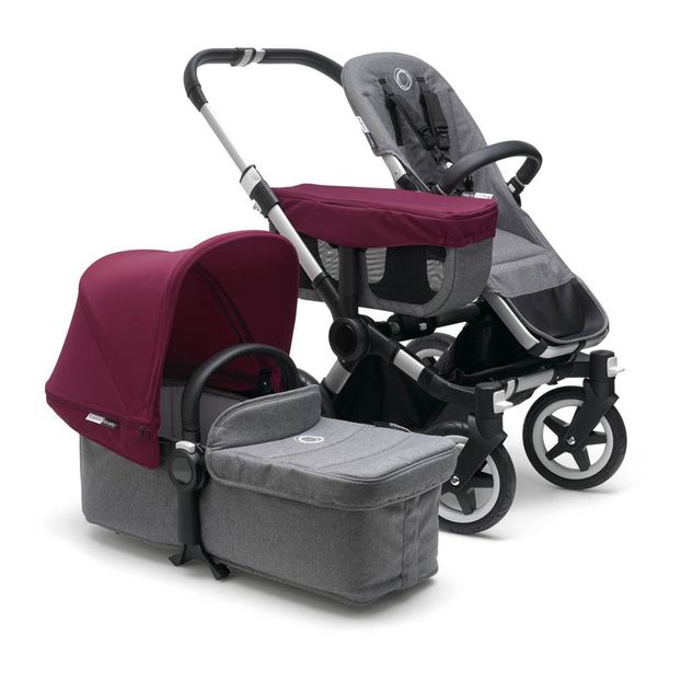 Poussettte Donkey² mono complète chassis alu/gris chine/rouge rubis-product