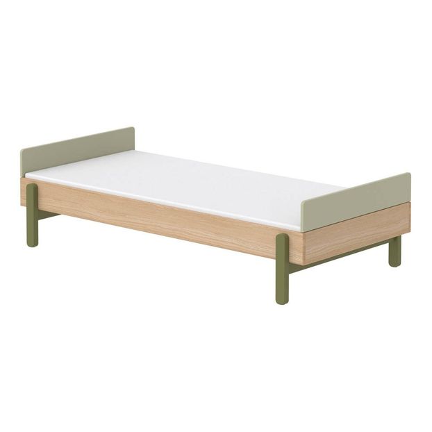 Lit simple Popsicle avec tête de lit bas en chêne 90x200 cm-product