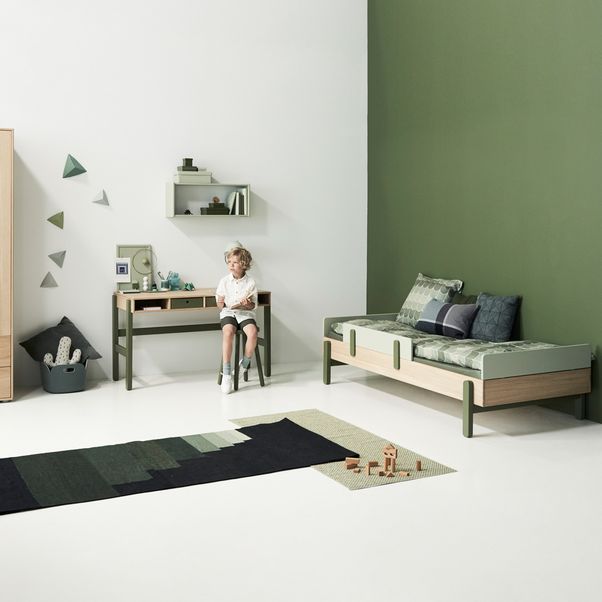 Lit simple Popsicle avec tête de lit bas en chêne 90x200 cm-product