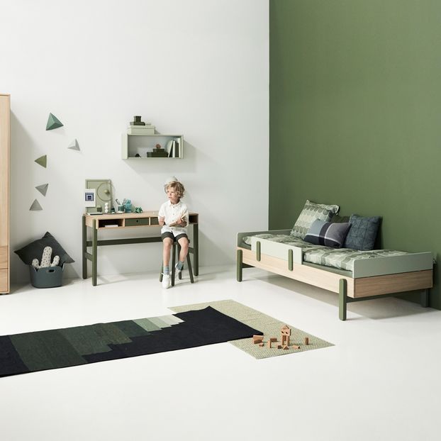 Lit simple Popsicle avec tête de lit bas en chêne 90x200 cm-product
