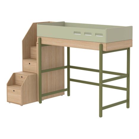 Lit mezzanine escalier rangement Popsicle 90x200 cm-product