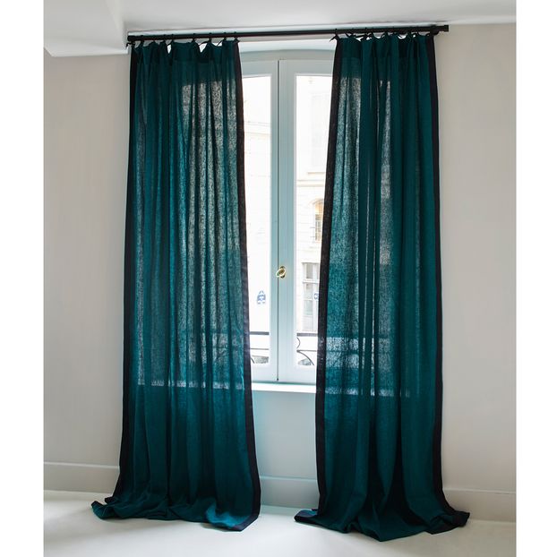 Ava Black Flecked Linen Curtain 100x300cm-product