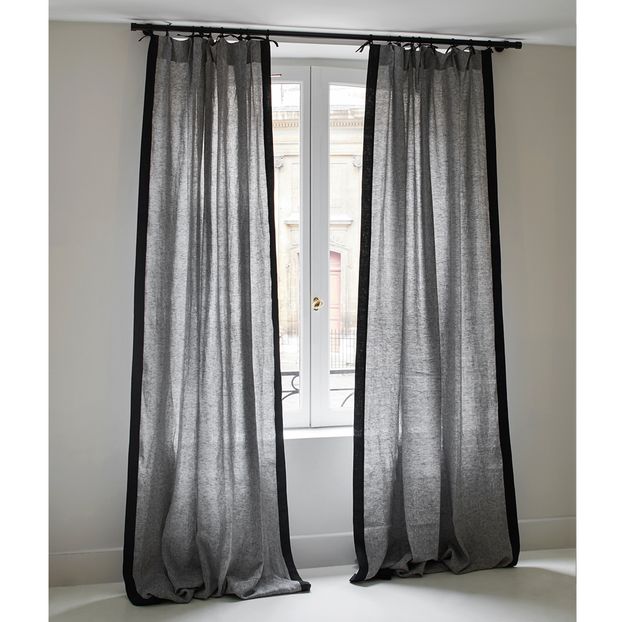 Ava Black Flecked Linen Curtain 100x300cm-product