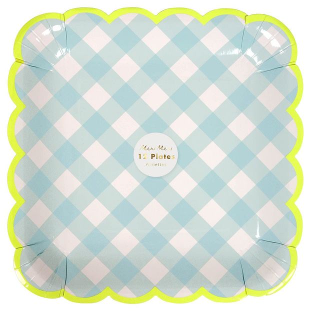Gingham Paper Plates - Set of 12-product