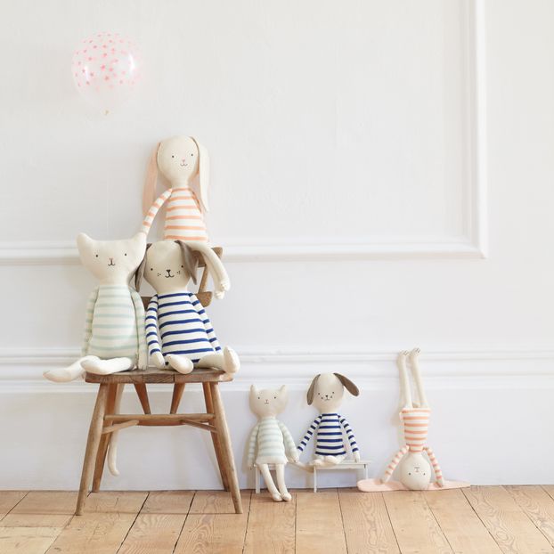 Striped Knit Rabbit Soft Toy-product