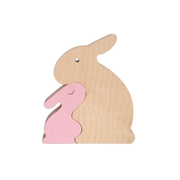 Puzle decorativo de conejos de madera de arce- Imagen del producto n°0