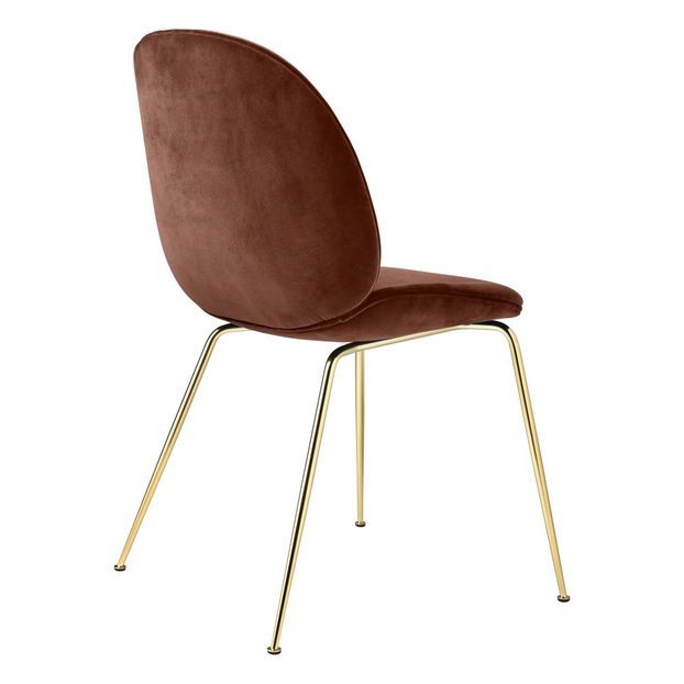 Chaise Beetle rembourrée base Conic, GamFratesi 2013, Laiton/Velours-product