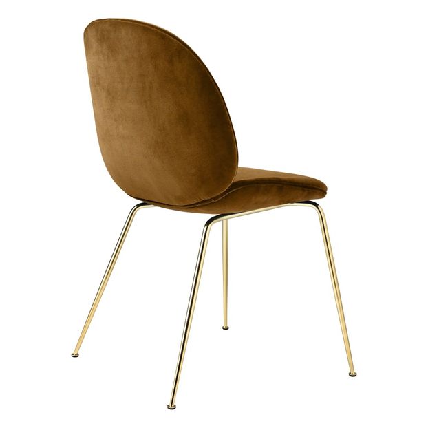 Chaise Beetle rembourrée base Conic, GamFratesi 2013, Laiton/Velours-product