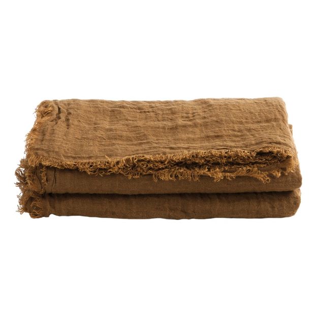 Vice Versa Washed Linen Gauze Fringed Plaid-product