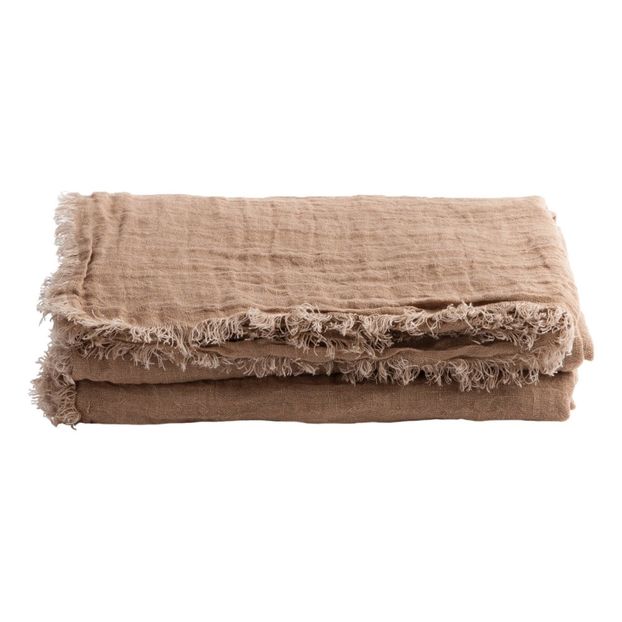 Vice Versa Washed Linen Gauze Fringed Plaid-product