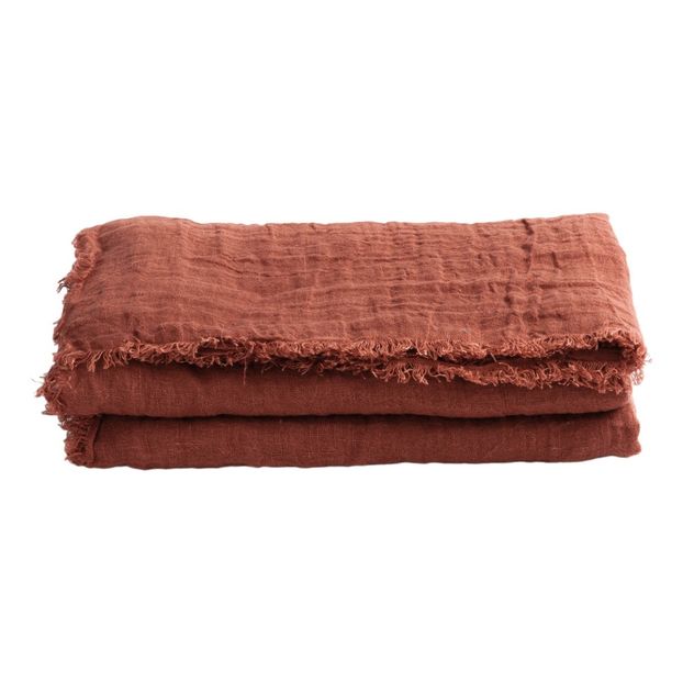 Plaid Vice Versa frangé en gaze de Lin lavé-product