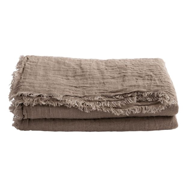 Vice Versa Washed Linen Gauze Fringed Plaid-product