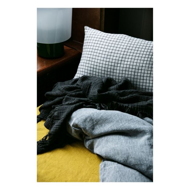 Checked Washed Linen Mesh Hemstitched Cushion With Sheath-product