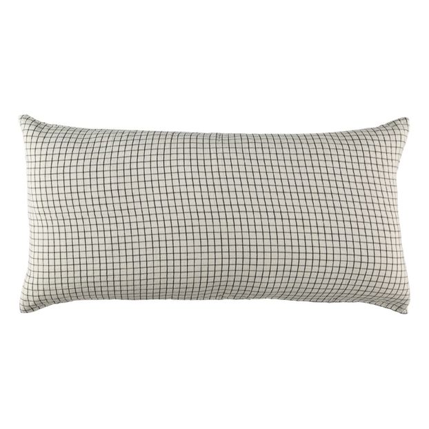 Checked Washed Linen Mesh Hemstitched Cushion With Sheath-product