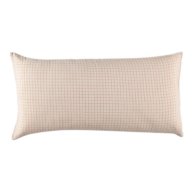 Checked Washed Linen Mesh Hemstitched Cushion With Sheath-product