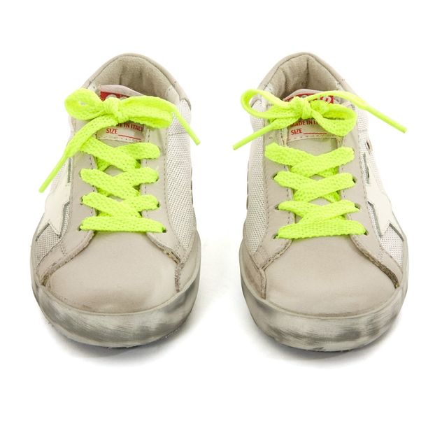 Fluos Lace-Up Silver Sole Superstar Mesh Low Top Triainers-product