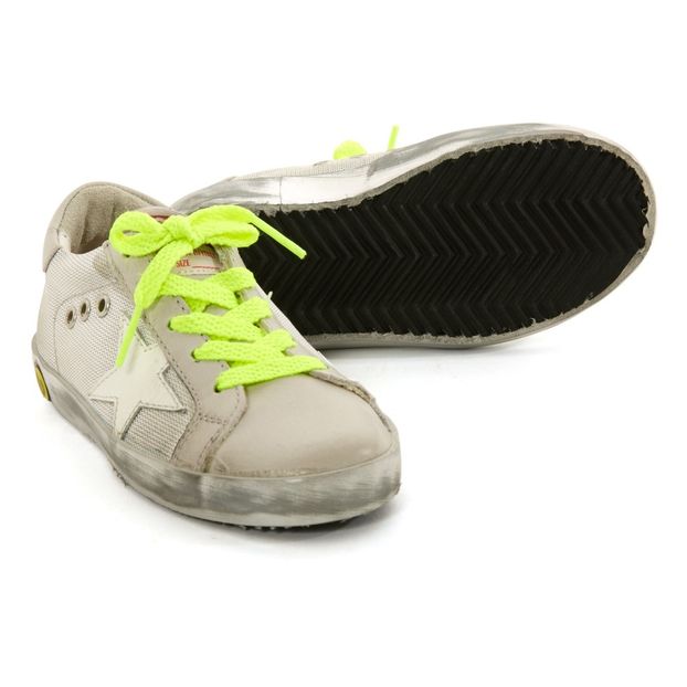 Fluos Lace-Up Silver Sole Superstar Mesh Low Top Triainers-product