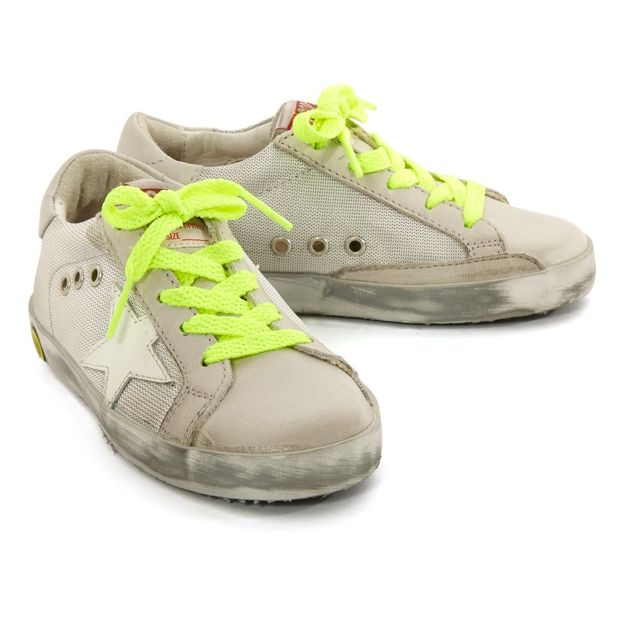 Fluos Lace-Up Silver Sole Superstar Mesh Low Top Triainers-product