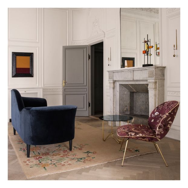 Fauteuil lounge Beetle rembourré base Conic, GamFratesi, 2013, Laiton/Velours-product