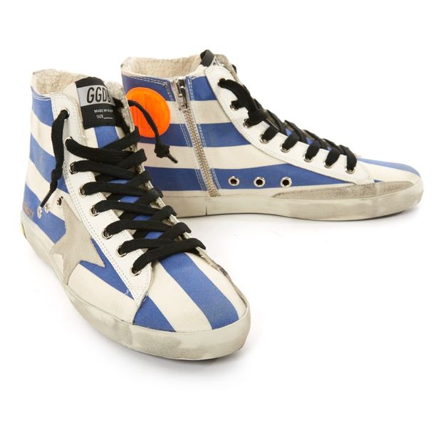 Zapatillas altas Francy de lona a rayas con cordones y cremallera Estrella de ante-product