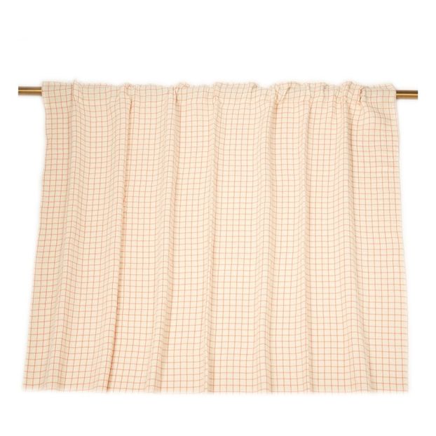 Checked Washed Linen Mesh Curtain With Sheath-product
