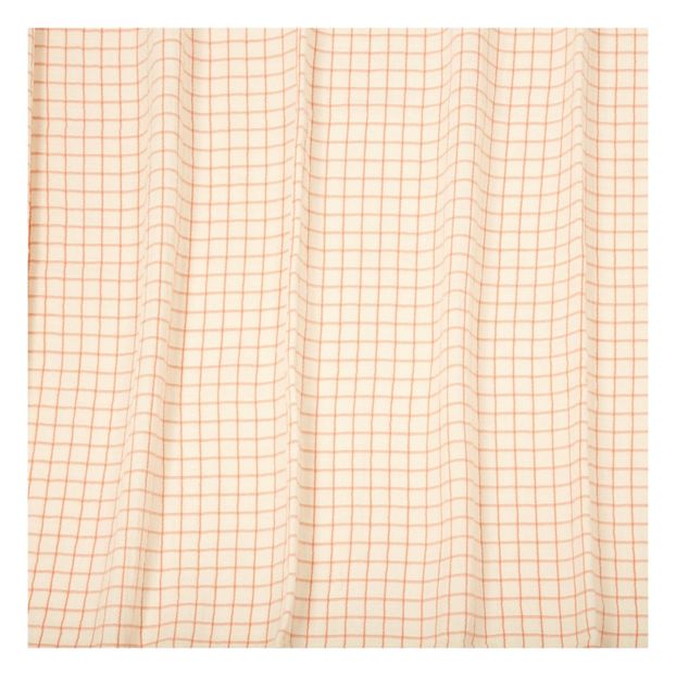 Checked Washed Linen Mesh Curtain With Sheath-product