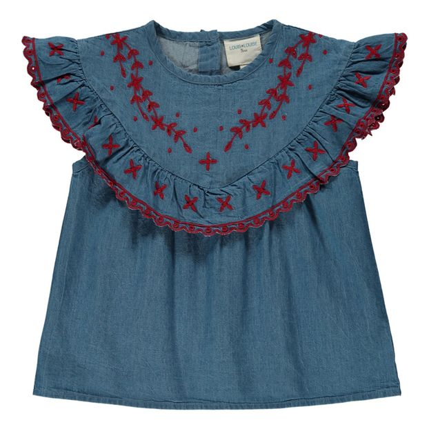 Blouse Chambray Brodée Volants Victoire-product
