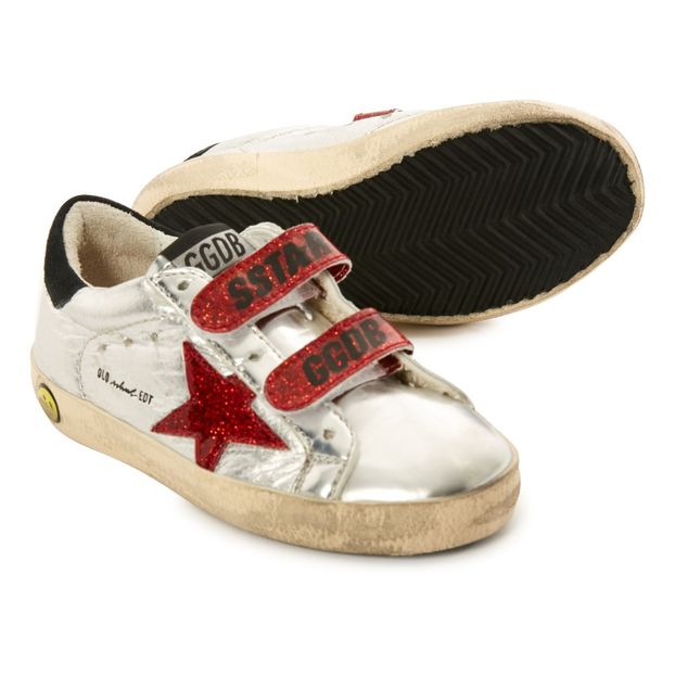 Zapatillas bajas de piel con velcro Estrella con brillantina Superstar Old School-product