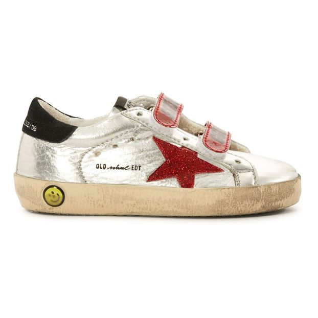 Zapatillas bajas de piel con velcro Estrella con brillantina Superstar Old School-product