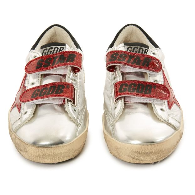 Zapatillas bajas de piel con velcro Estrella con brillantina Superstar Old School-product