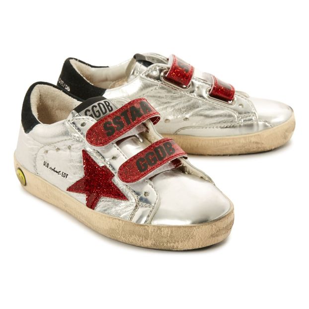 Zapatillas bajas de piel con velcro Estrella con brillantina Superstar Old School-product