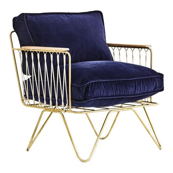 Fauteuil Croisette doré mat, velours-product
