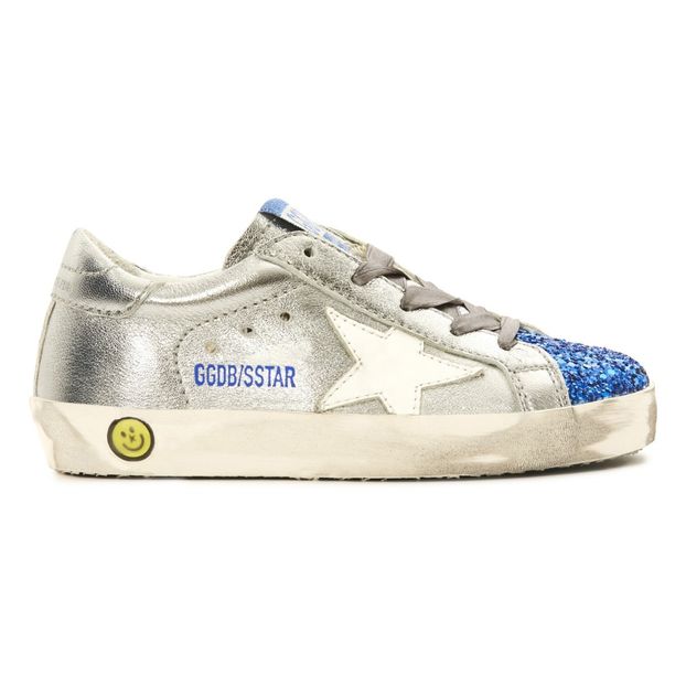 Superstar Glitter Metallic Blue Toe Leather Low Top Trainers-product