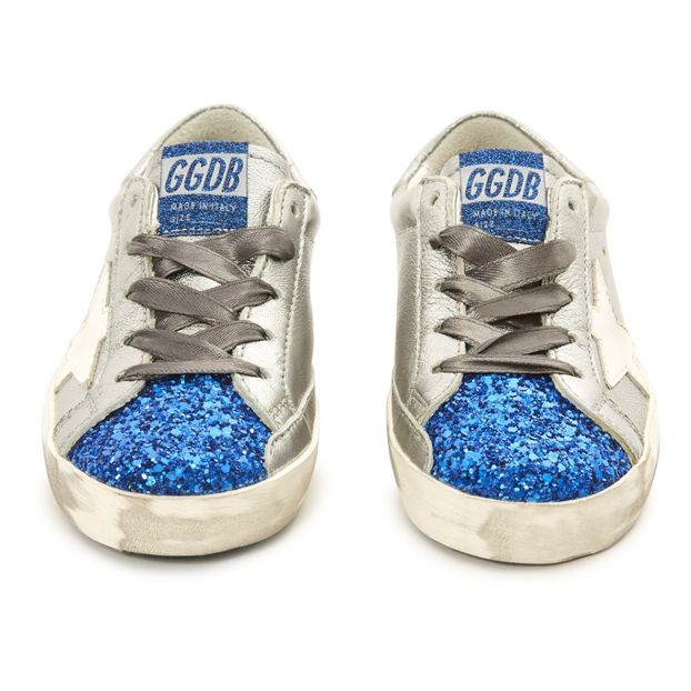 Superstar Glitter Metallic Blue Toe Leather Low Top Trainers-product