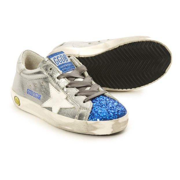 Superstar Glitter Metallic Blue Toe Leather Low Top Trainers-product