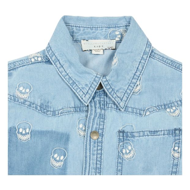 Melvil Embroidered Skull Chambray Shirt-product
