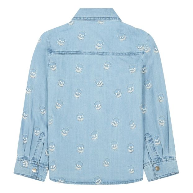 Melvil Embroidered Skull Chambray Shirt-product