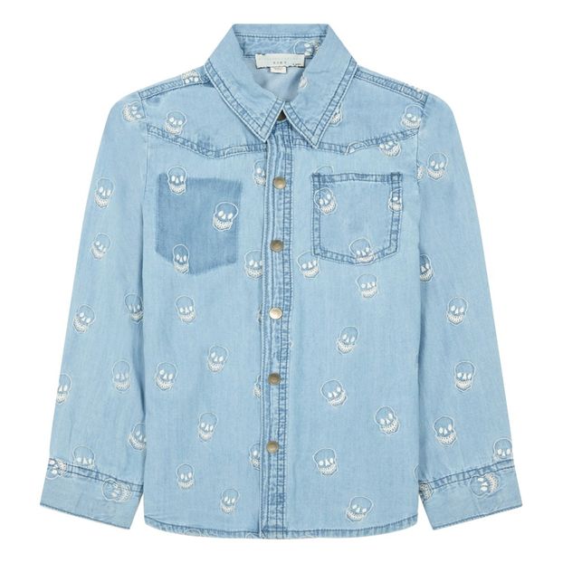 Melvil Embroidered Skull Chambray Shirt-product