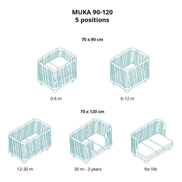 Lit évolutif Muka en bouleau avec matelas-product