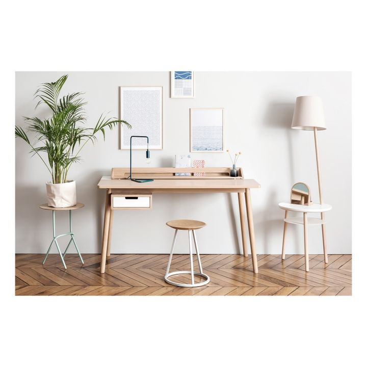 Tabouret Gustave en chêne | Bleu pétrole- Image produit n°1