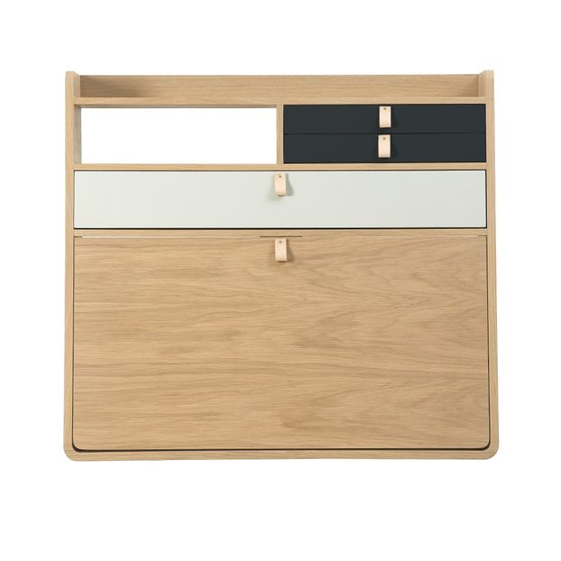 Secreter Gaston de roble 80 cm, Florence Watine - Gris pizarra y gris claro-product