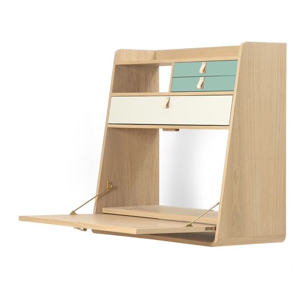 Secreter Gaston de roble 80 cm, Florence Watine - Verde celadón y blanco-product