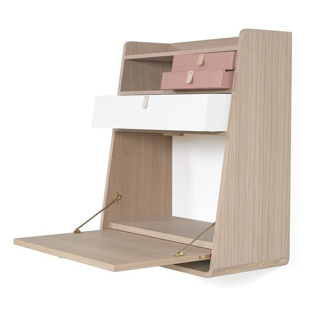 Secreter Gaston de roble 60 cm, Florence Watine - Rosa albaricoque y blanco-product