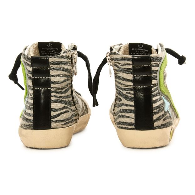 Zapatillas altas Slide de lona de cebra con cordones y cremalleras-product